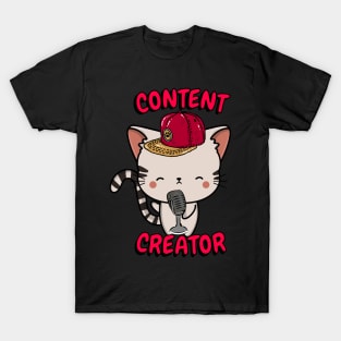 Cute Tabby cat is a content creator T-Shirt